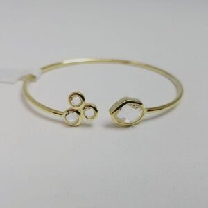 NWT Sterling Silver Gold Overlay Crystal Rhinestone Bangle Cuff Bracelet